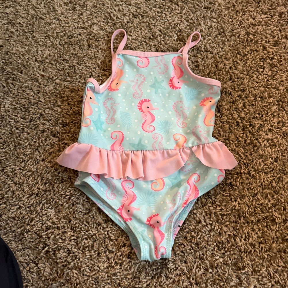 Dreamwave Girls One Piece Seahorse & Starfish Print Swimsuit 3t